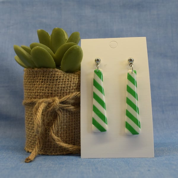 Long Stripe Drop Earrings
