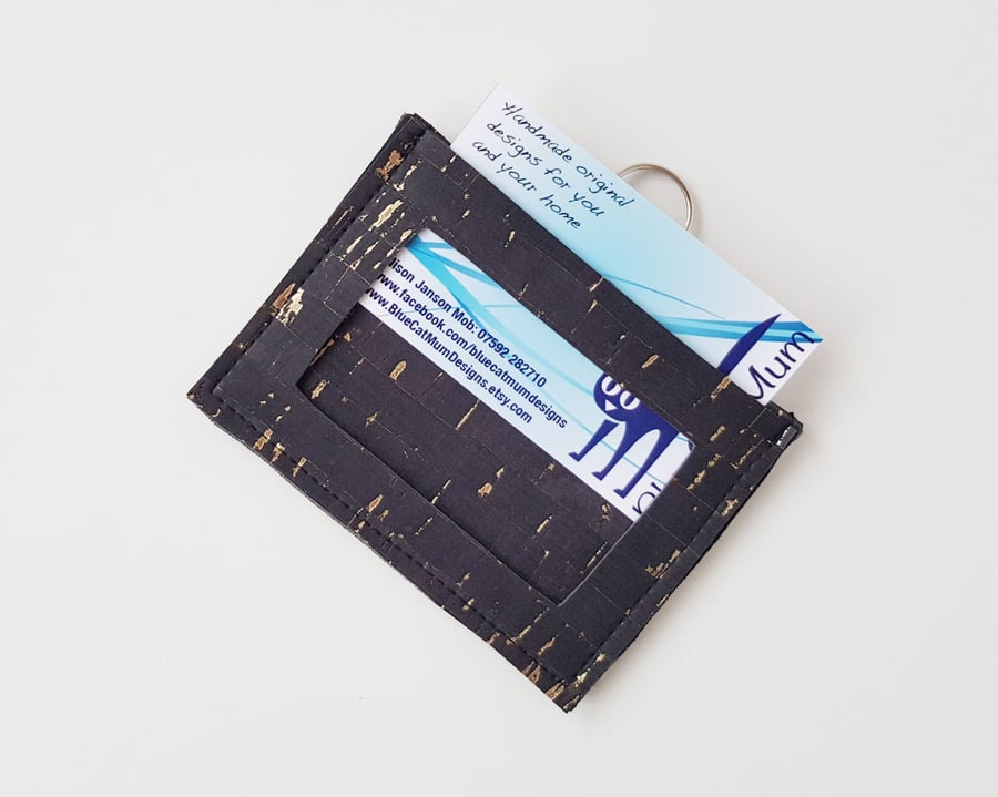 Black Cork ID holder, Eco friendly accessory - Free P&P