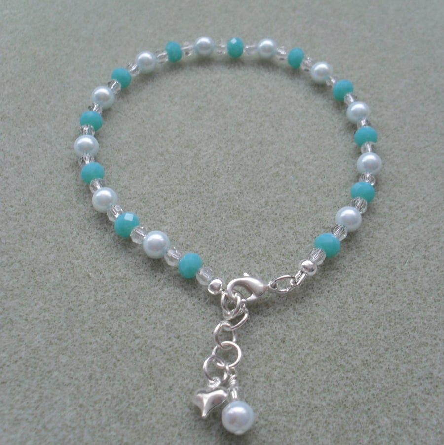 Shades Of Aqua Beaded Anklet 