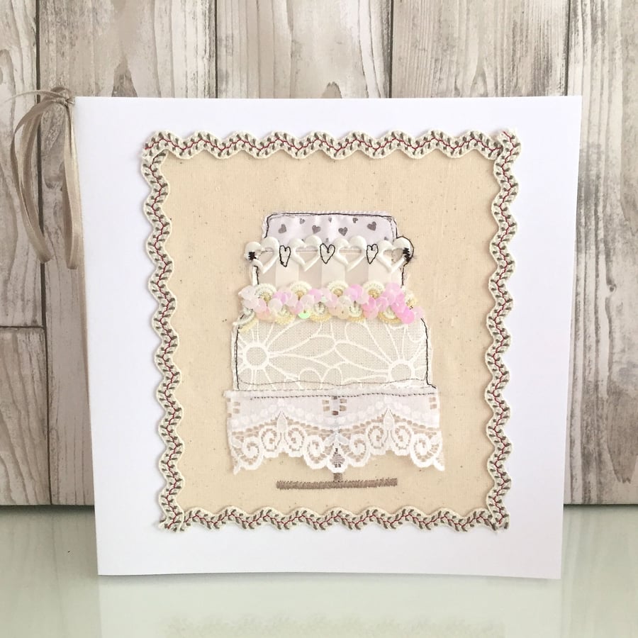 Wedding card - textile wedding cake tier