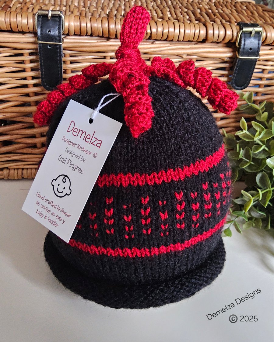 Designer Hand Knitted Squiggles Fairisle Beanie Hat 12 -18  month size 