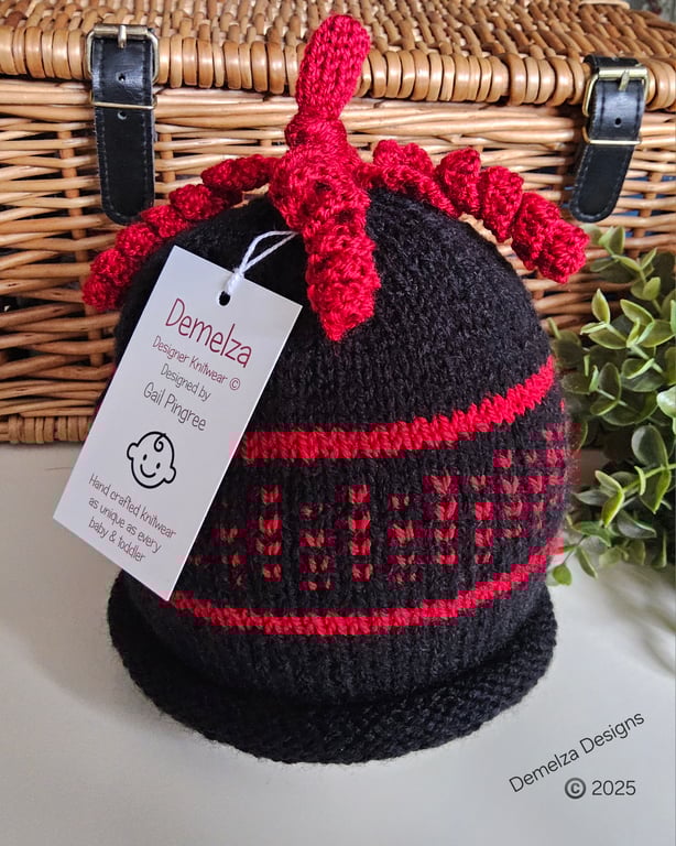 Designer Hand Knitted Squiggles Fairisle Beanie Hat 12 -18  month size 