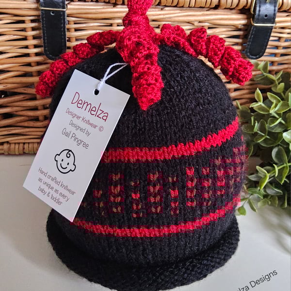 Designer Hand Knitted Squiggles Fairisle Beanie Hat 12 -18  month size 