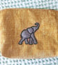 Cosmetic, Toiletries Bag with embroidered,applique Elephant