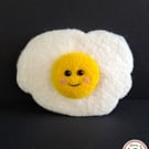 Needle Felted Fried Egg, Sunny Side Up. Handmade with Wool Fibres.