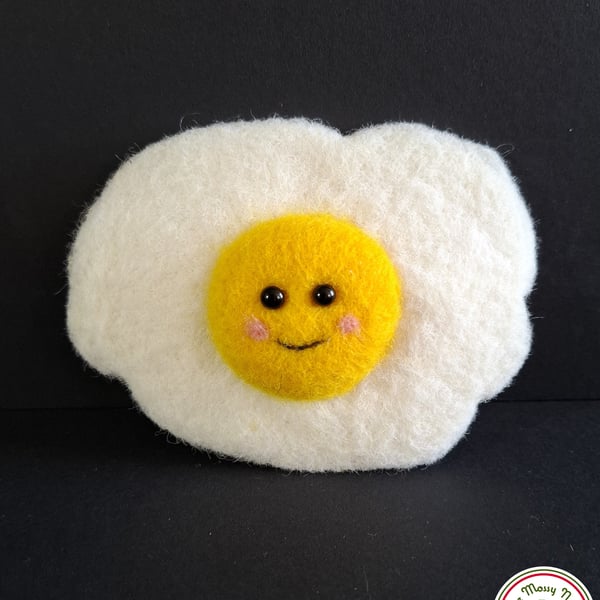 Needle Felted Fried Egg, Sunny Side Up. Handmade with Wool Fibres.