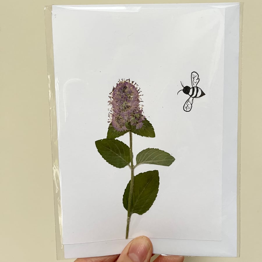 Perfectly Imperfect Real Pressed Flower, Wildflower Handmade Greeting Card