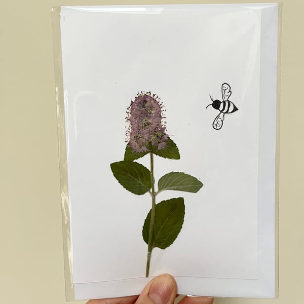 Perfectly Imperfect Real Pressed Flower, Wildflower Handmade Greeting Card