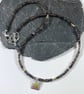 Silver 18ct gold and smokey quartz necklace