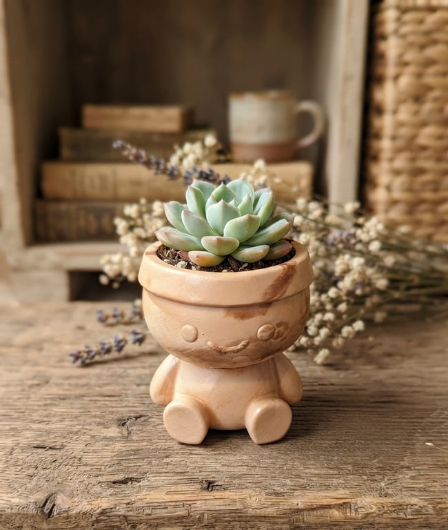 Brown Terracotta-Inspired Eco-Resin Planter Pot Man