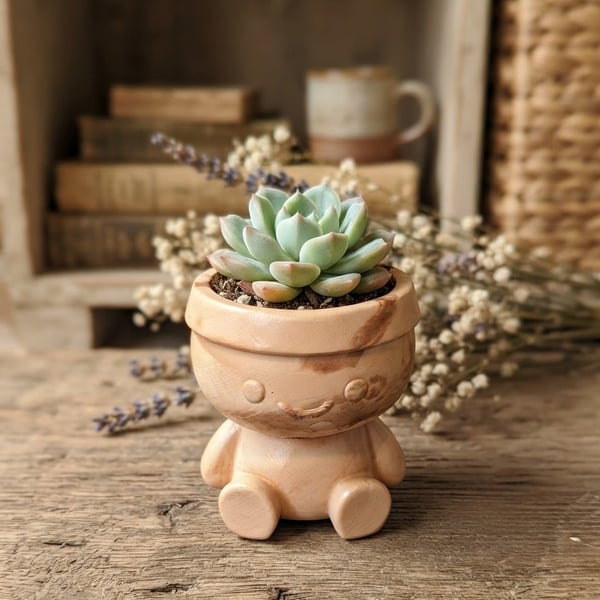 Brown Terracotta-Inspired Eco-Resin Planter Pot Man