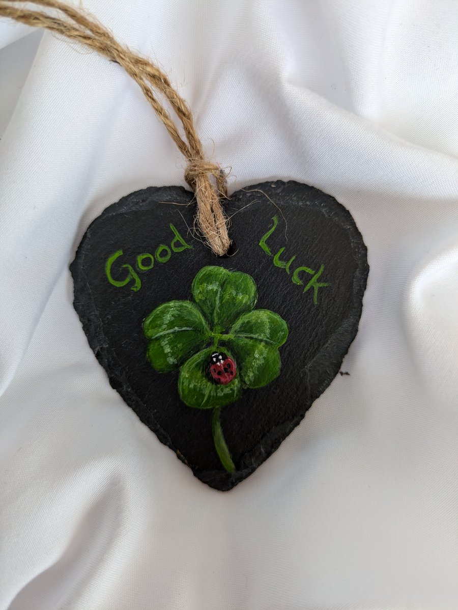 Good Luck Hanging Slate Painting, Small