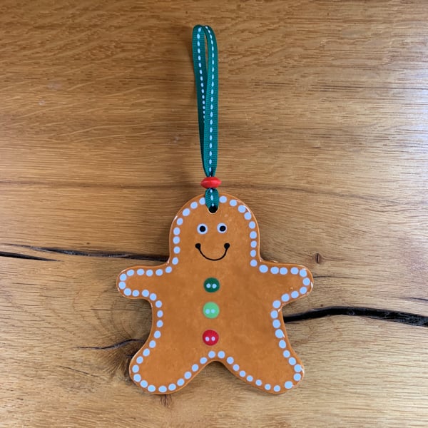 Handmade Giant Ceramic Gingerbread Man Hanger, Christmas Hanging Decoration