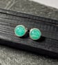 Amazonite stud earrings , sterling silver