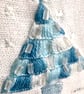 Large Christmas card with modern embroidery winter white and blue abstract tree - Image 3
