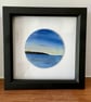 Fused glass hand painted seascape, framed circular panel, No 2