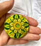 Stylised flower brooch hand embroidered in shades of green - Image 4