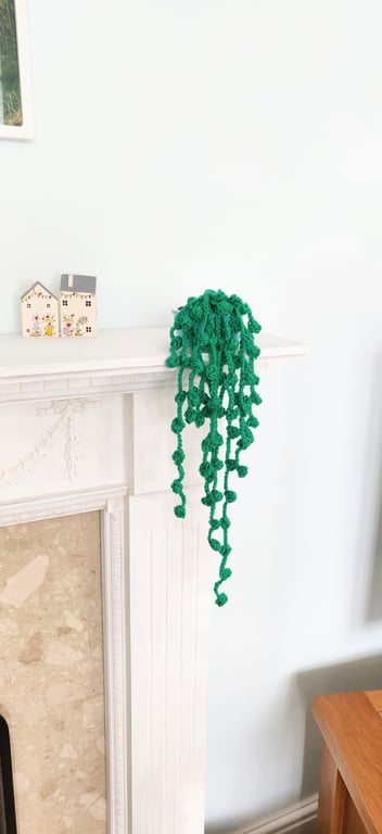 Crochet String of Pearl Plant, Crochet Artificial Plant, Dark Green House Plant,