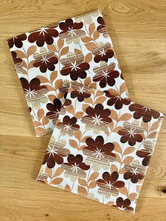 Two 40cm square floral cushion covers newly hand-made with vintage fabric