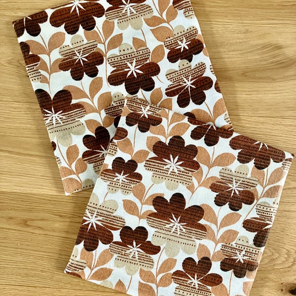 Two 40cm square floral cushion covers newly hand-made with vintage fabric
