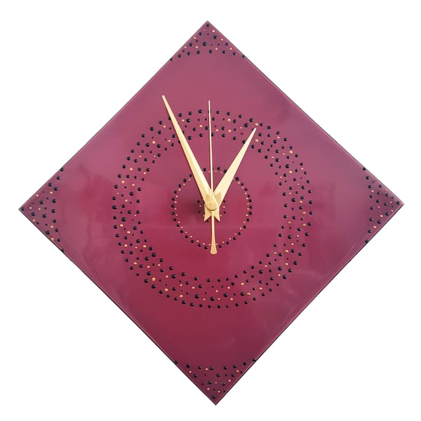Purple Handpainted Diamond Clock
