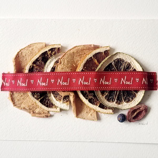 Handmade 'Noel' Dried Fruit Christmas Greeting Card