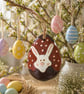 Clay Bunny Rabbit Half Easter Egg Hanging Ornament Decoration - Image 3