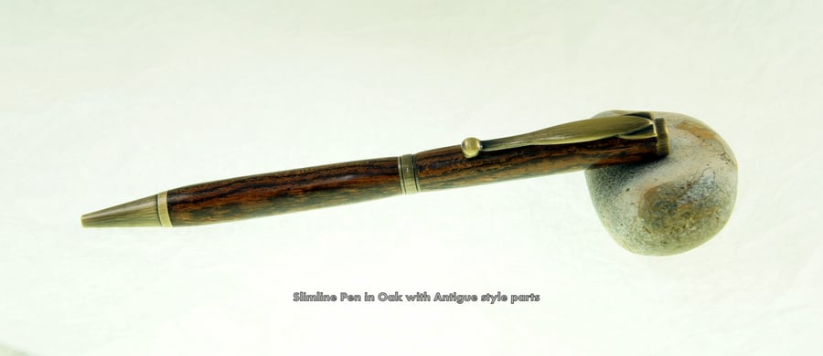 Oak slimline pen with antique style parts