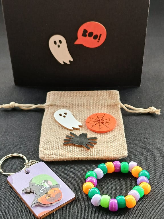 Handmade Halloween bracelet and keyring 
