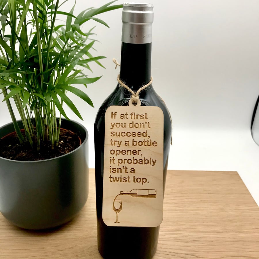 Personalised Novelty Fun Wine Bottle Label Tag, Fun Wooden Wine Label Tag, Wine 