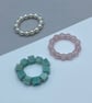 3 stretchy stacker rings with shell pearl, rose quartz and amazonite - Image 4