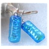 Handmade Fused Dichroic Glass Earrings 260 Teal Drops