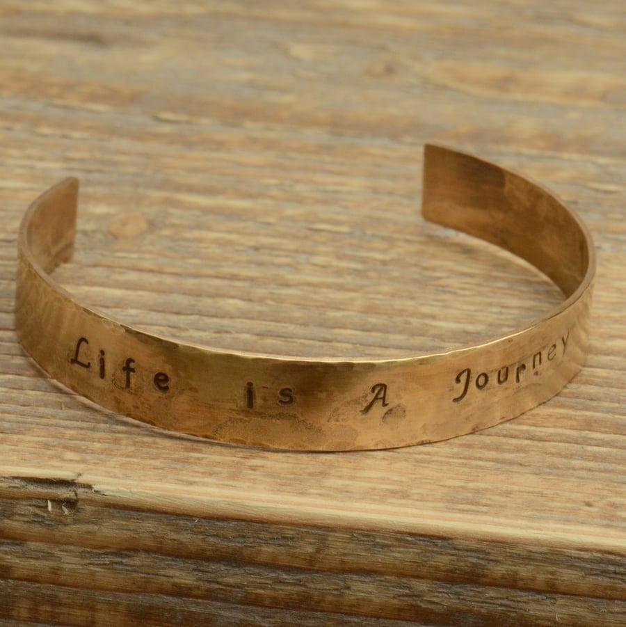 Brass Hand Stamped Cuff Bracelet Life is a Journey