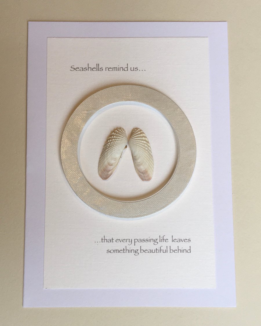 Angel wing seashell sympathy memory card