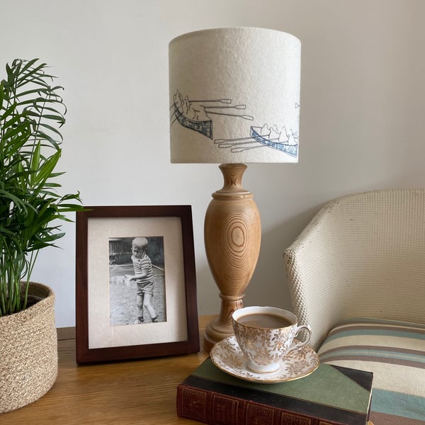 Gig Boat Embroidered Lampshade with Liberty Print