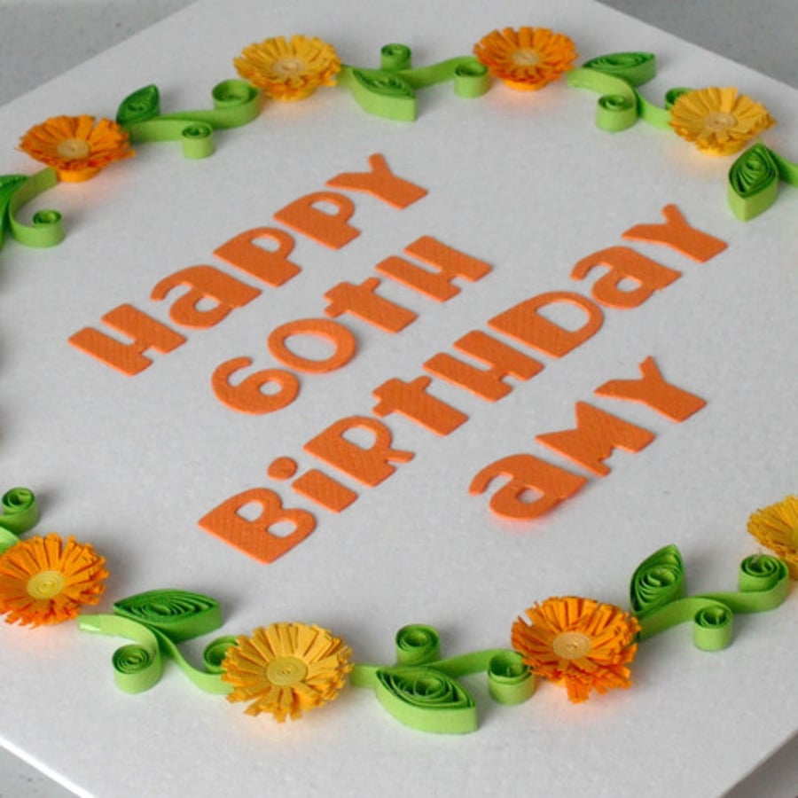 Quilled 60th birthday card