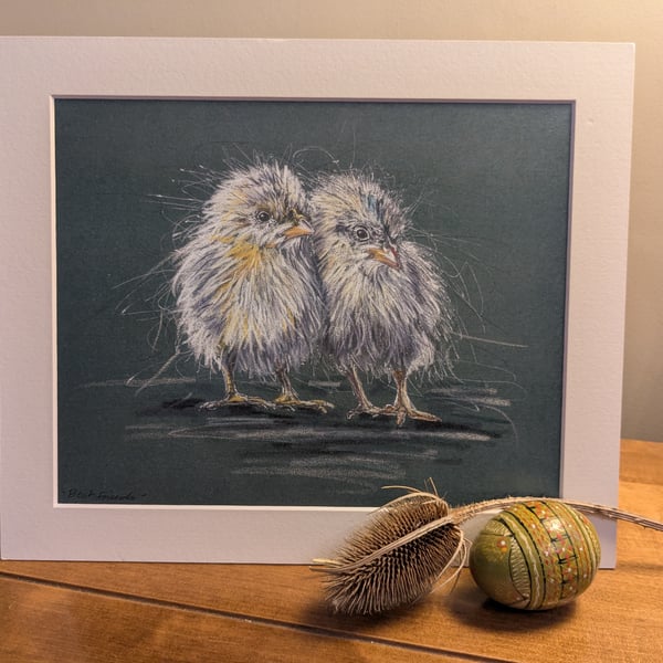 Best Friends ( Two Chicks) a print of an original drawing