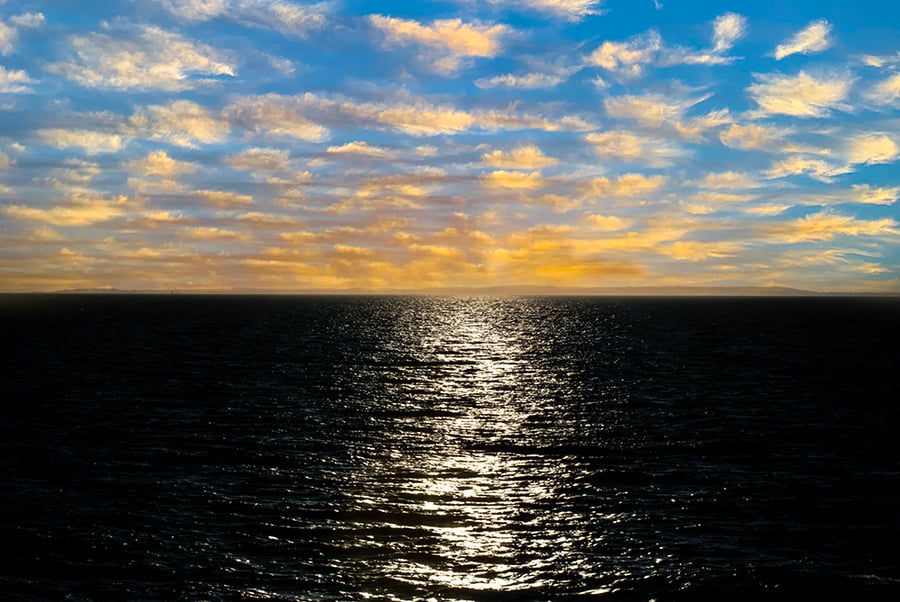 Looking out to sea at Sunset