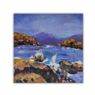 Framed, original coastal landscape - hills - sea - rocks - acrylic painting
