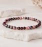 Black Line Rhodonite & Red Garnet bracelet - Handmade Gift