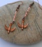 Flying Swallows Copper Bird Dangle Drop Earrings - Image 3