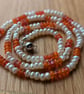 The Orange Candy Necklace - cultured freshwater pearl and Czech glass bead