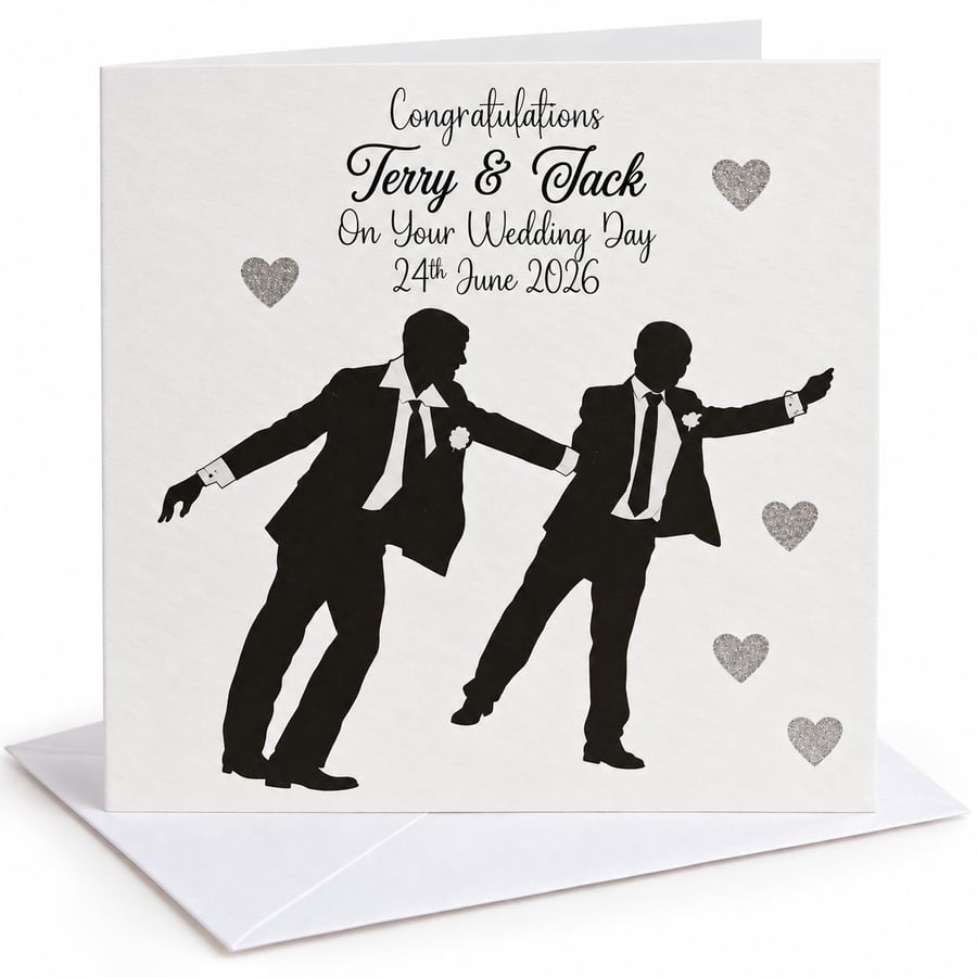 Personalised Same Sex Wedding Card for Two Grooms-Congratulations Card