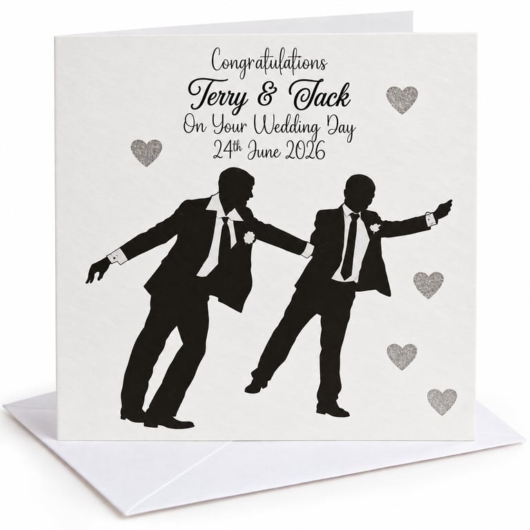 Personalised Same Sex Wedding Card for Two Grooms-Congratulations Card