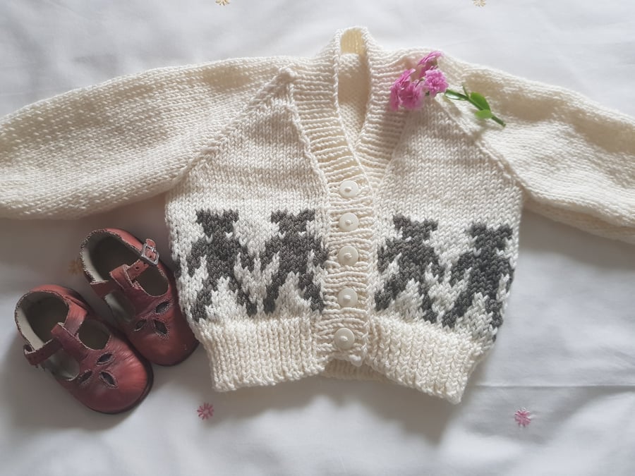 Hand Knitted Cashmerino Baby Cardigan 0-6 months