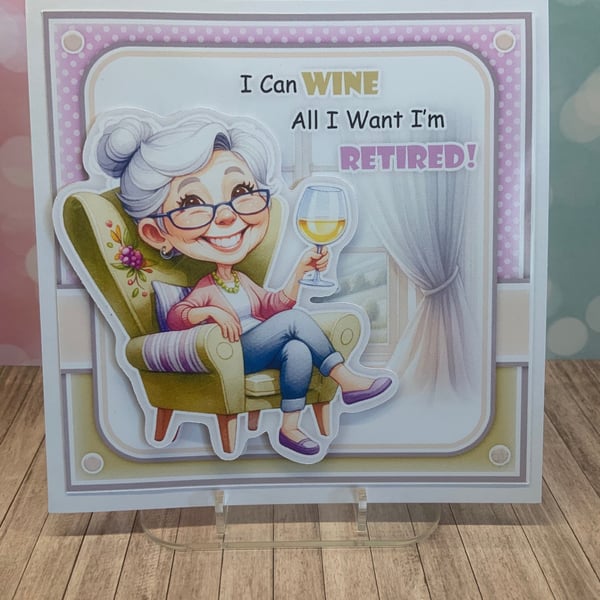lady retired drinking wine