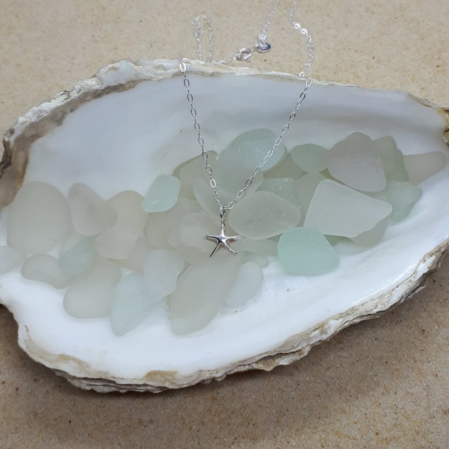 Fine silver starfish pendant - necklace