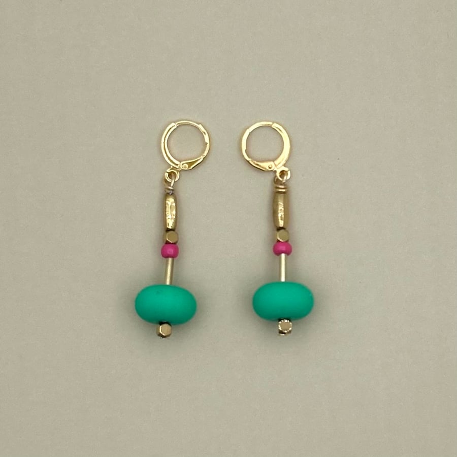 Dangle beaded Earrings made with Semi precious stones.