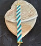 Handmade Beadwork Geometric Cuff Bracelet in Turquoise, Navy, White & Gold  - Image 5