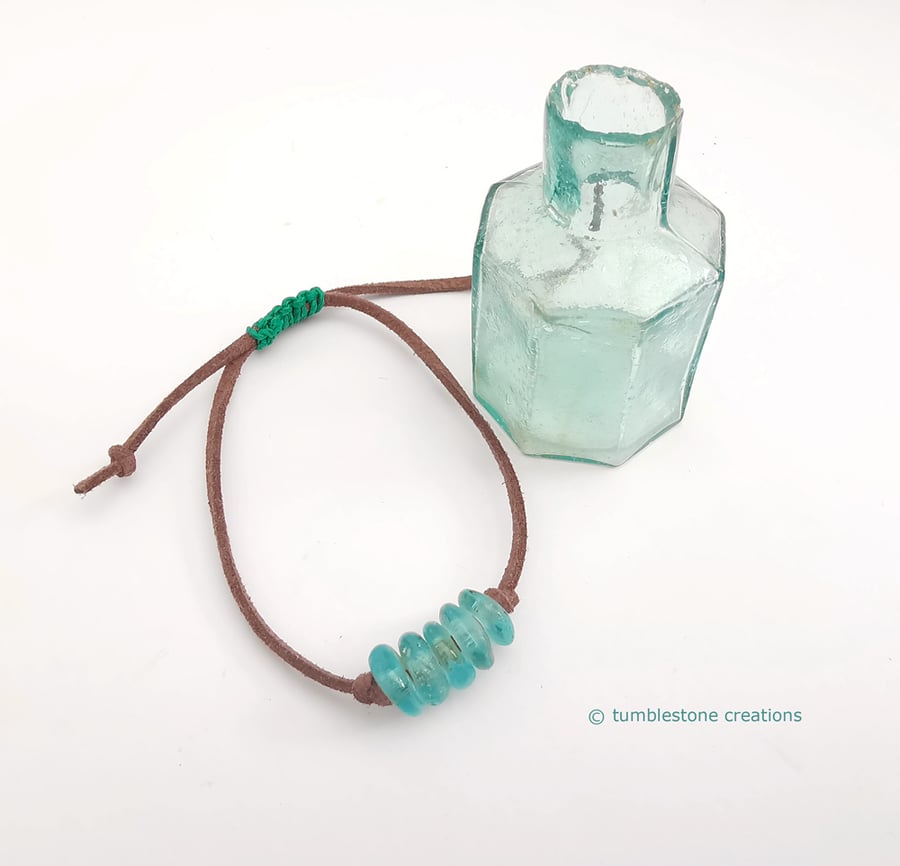 Turquoise Recycled glass bead bracelet